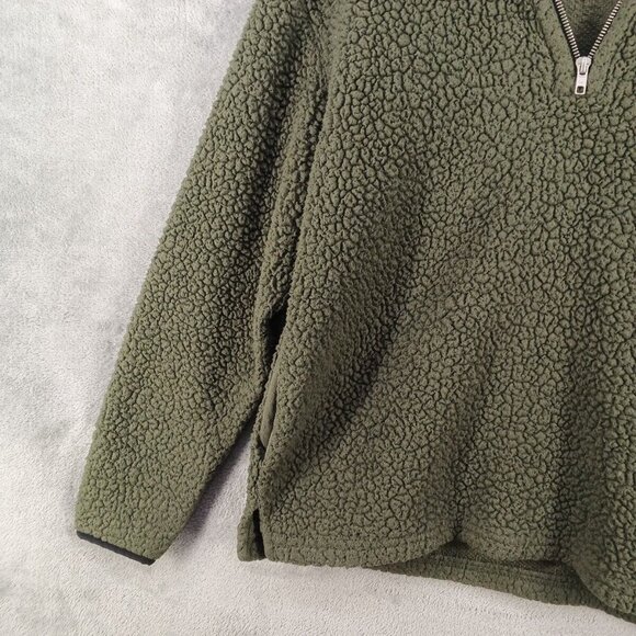 VS PINK Women Fleece Jacket 1/4 Zip Long Sleeve Solid Green SIZE SMALL - Picture 3 of 16